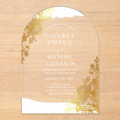 BUDGET Acryl Trouw Gouden Lace Filigraan Elegant  Acryl Uitnodigingen (Voorkant)