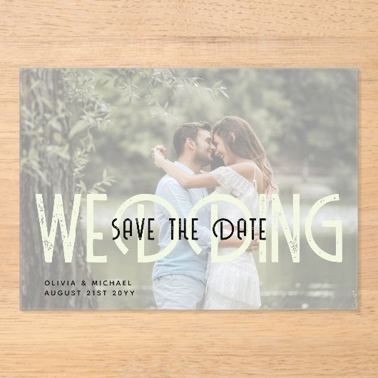 BUDGET Acryl Trouw Save the Date Opaque Foto Acryl Uitnodigingen (Voorkant)