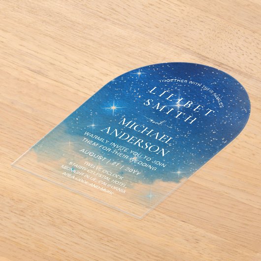 BUDGET Acryl Trouw STERRENNACHT HEMELSE LUCHT Acryl Uitnodigingen (Laagn)