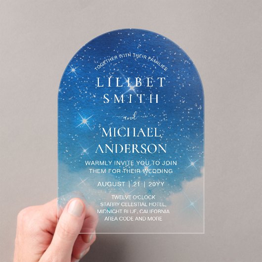 BUDGET Acryl Trouw STERRENNACHT HEMELSE LUCHT Acryl Uitnodigingen (Insitu (Draagbaar))