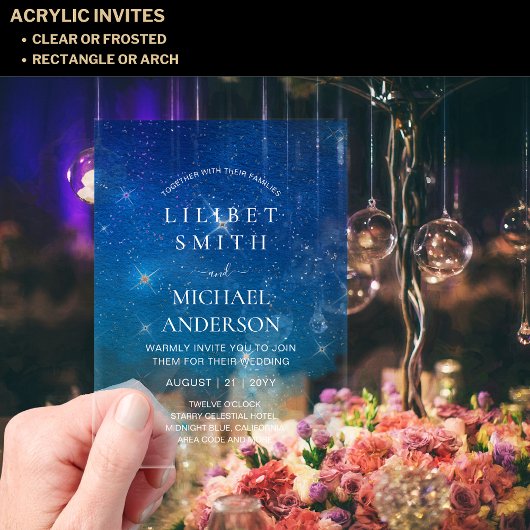 BUDGET Acryl Trouw STERRENNACHT HEMELSE LUCHT Uitnodigingen