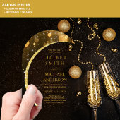 BUDGET Acryl Trouwmoderne Zwart Goud Minimaal Acryl Uitnodigingen