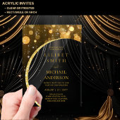 BUDGET Acryl Trouwmoderne Zwart Goud Minimaal Acryl Uitnodigingen