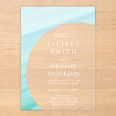 BUDGET Acryl Trouwpastel Aqua Blauw Wit Tekst Acryl Uitnodigingen (Voorkant)