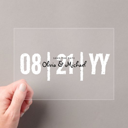 BUDGET Acrylbruiloft Save the Date Minimalist Acryl Uitnodigingen (Insitu (Draagbaar))