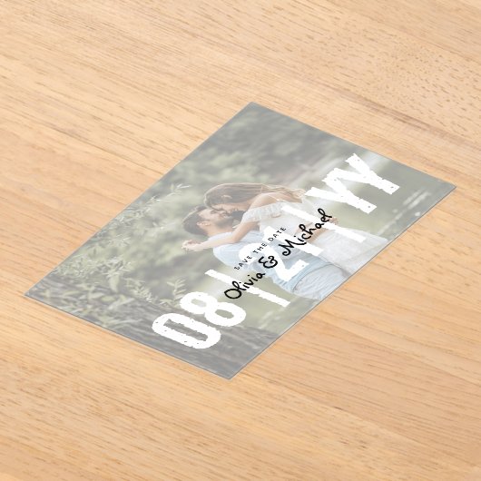 BUDGET Acrylbruiloft Save the Date Ondoorzichtige  Acryl Uitnodigingen (Laagn)