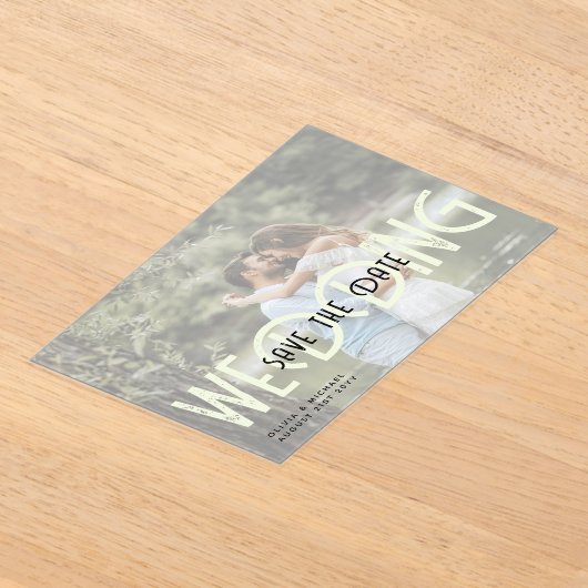 BUDGET Acrylbruiloft Save the Date Ondoorzichtige  Acryl Uitnodigingen (Laagn)