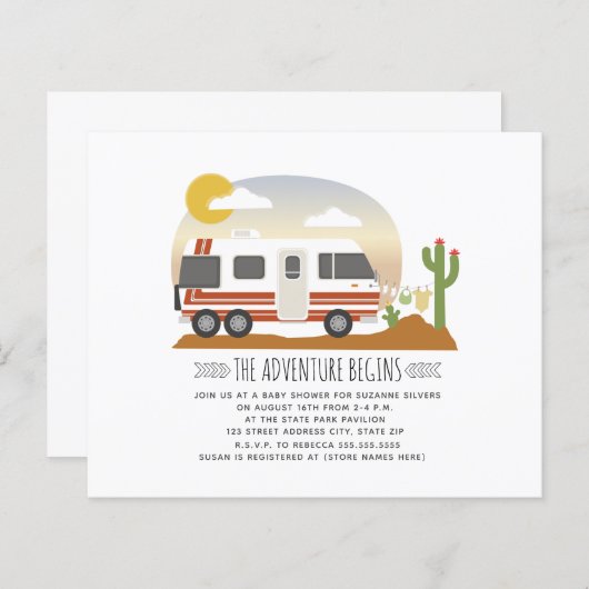 Budget Adventure RV Desert Baby shower (Voorkant / Achterkant)