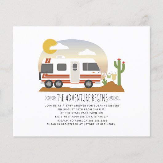 Budget Adventure RV Desert Baby shower (Voorkant)