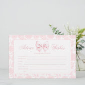 Budget Advies & Wensen Roze strik Baby shower Spel Briefpapier (Staand voorkant)