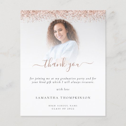 Budget Afstudeerder Foto Roos Gold Glitter Harteli (Voorkant)