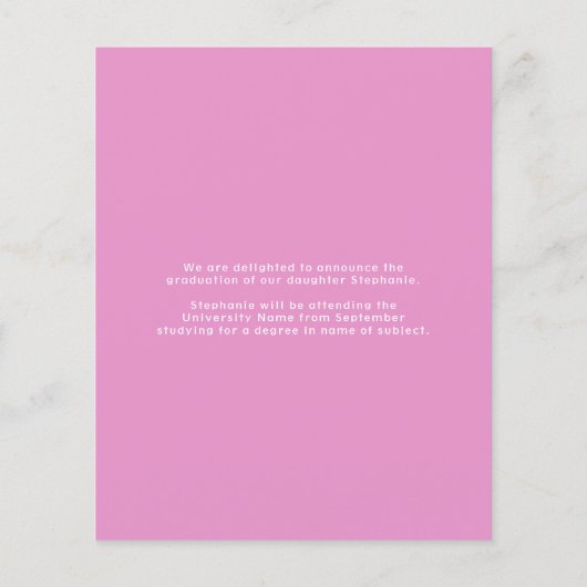 Budget Afstudeerder Fotoroze Afstuderen Aankondigi (Achterkant)