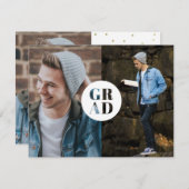 Budget AFSTUDEERDER Glitter Foto Afstuderen Aankon Bedankkaart (Voorkant / Achterkant)