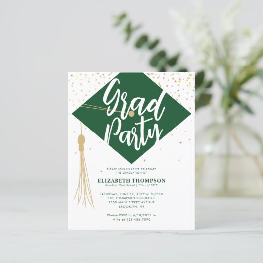 Budget AFSTUDEERDER Pet Green Gold Graduparty Uitn (Staand voorkant)