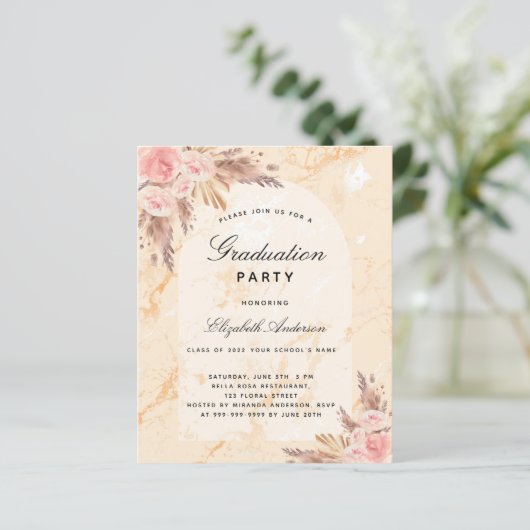 Budget Afstudeerfeest pampas grasmarmer 2025 (Staand voorkant)