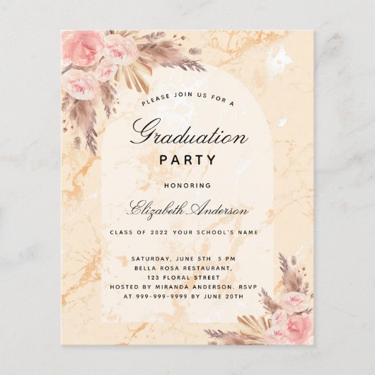 Budget Afstudeerfeest pampas grasmarmer 2025 (Voorkant)