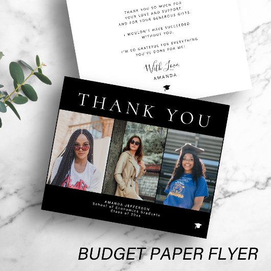 Budget afstudeerfoto collage bedankt flyer