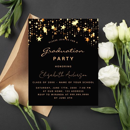 Budget afstuderen 2025 partij zwart gouden sterren