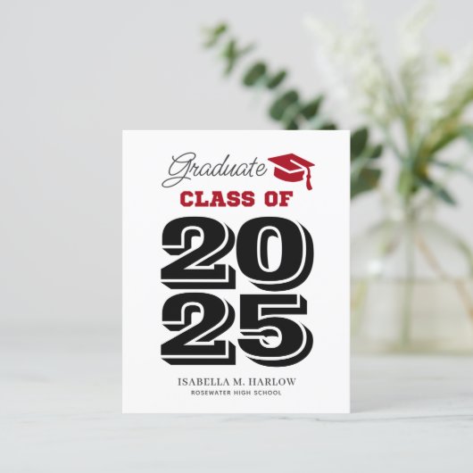 Budget Afstuderen 2025 Red Black Aankondiging (Staand voorkant)