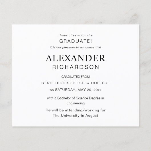 Budget Afstuderen Aankondiging Afstuderen foto's Flyer (Achterkant)