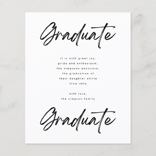 Budget  Afstuderen Aankondiging Foto Flyer (Achterkant)