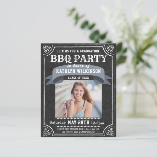 BUDGET Afstuderen BBQ Party 4 Fotouitnodiging (Staand voorkant)