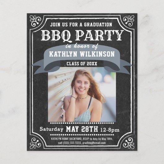 BUDGET Afstuderen BBQ Party 4 Fotouitnodiging (Voorkant)