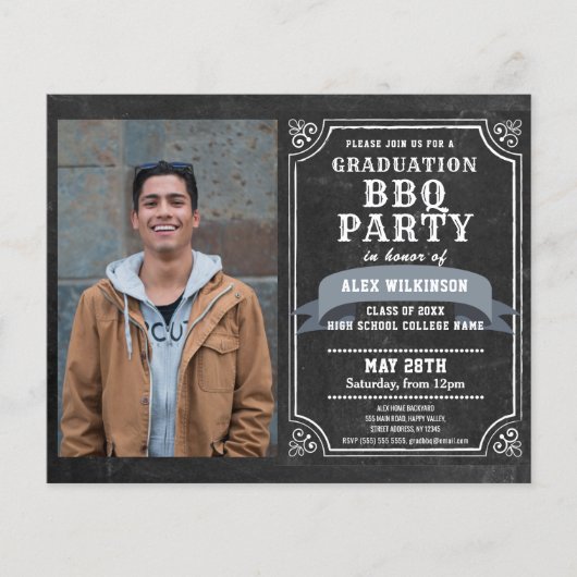 BUDGET Afstuderen BBQ Party 4 Fotouitnodiging Flyer (Voorkant)