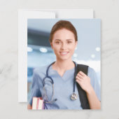 Budget Afstuderen Blauw Goud Agate Foto Uitnodigin (Achterkant)