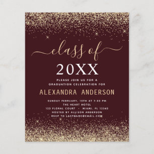 Budget Afstuderen Burgundy Gold Class of 2022 Flyer