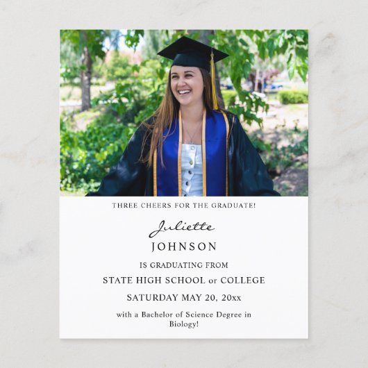 Budget Afstuderen Calligrafie 2V Fotoaankondiging Flyer (Achterkant)