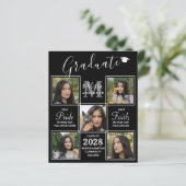 Budget Afstuderen Elegant 5 Fotocollage Uitnodigin (Staand voorkant)