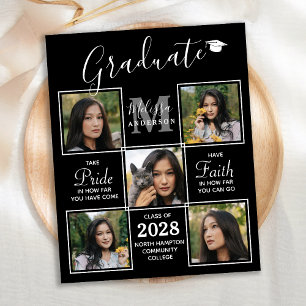 Budget Afstuderen Elegant 5 Fotocollage Uitnodigin