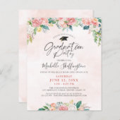 Budget Afstuderen Elegant Floral Script Invitation (Voorkant / Achterkant)