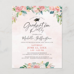 Budget Afstuderen Elegant Floral Script Invitation