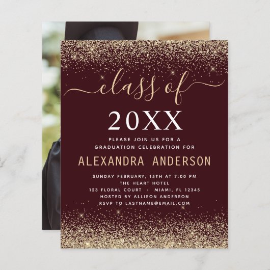 Budget Afstuderen Foto Burgundy Gold Class 2023 (Voorkant / Achterkant)