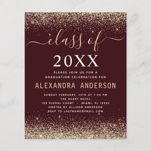 Budget Afstuderen Foto Burgundy Gold Class 2023 (Voorkant)