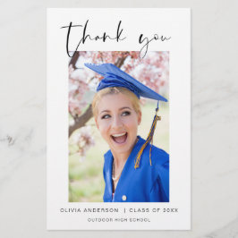 Budget Afstuderen foto minimalistisch bedankkaarte