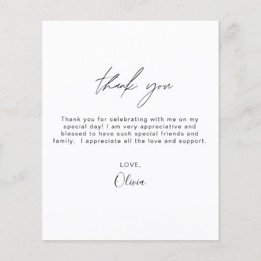 Budget Afstuderen foto minimalistisch bedankkaarte (Achterkant)