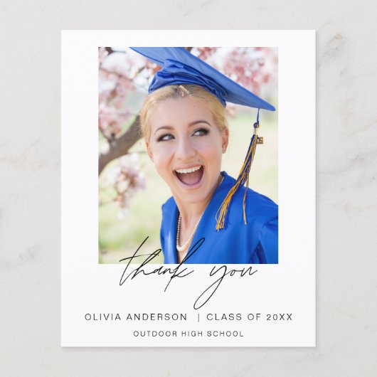 Budget Afstuderen foto minimalistisch bedankkaarte (Voorkant)