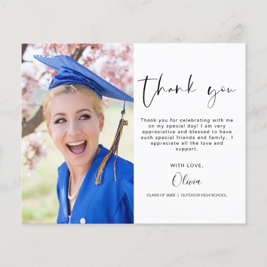 Budget Afstuderen foto minimalistisch bedankkaarte Flyer (Voorkant)