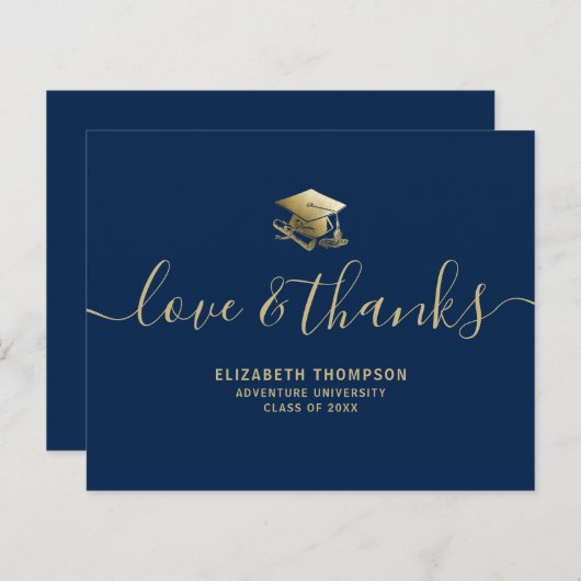 Budget Afstuderen Gold Love Bedankt Blue Hartelijk (Voorkant / Achterkant)