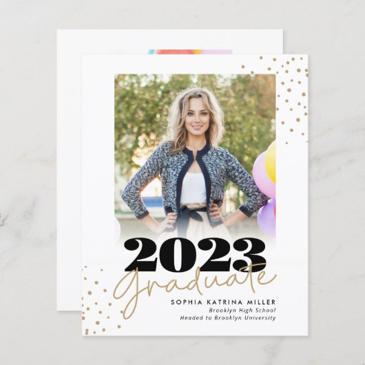 Budget Afstuderen Gold Stippen Foto Afstuderen (Voorkant / Achterkant)