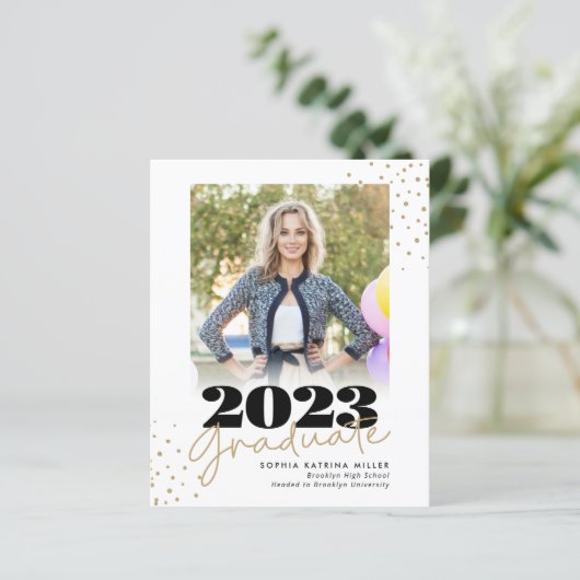 Budget Afstuderen Gold Stippen Foto Afstuderen (Staand voorkant)