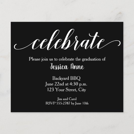 Budget Afstuderen Kaarten voor fotouitnodiging (Achterkant)