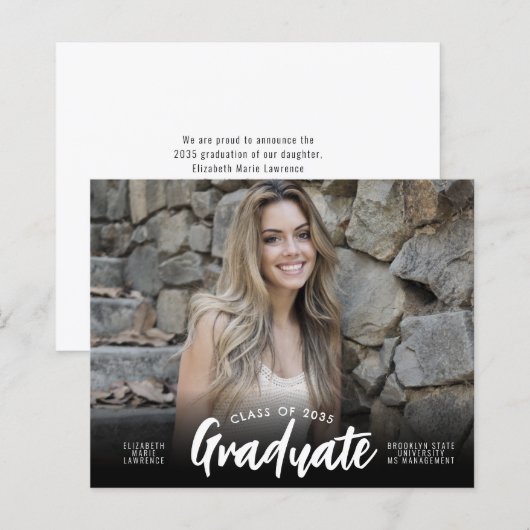 Budget Afstuderen Klasse Jaar Foto Afstuderen Kaar (Voorkant / Achterkant)