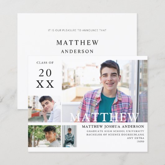 Budget Afstuderen Modern Stijlvol 4 Foto Announ 2 (Voorkant / Achterkant)