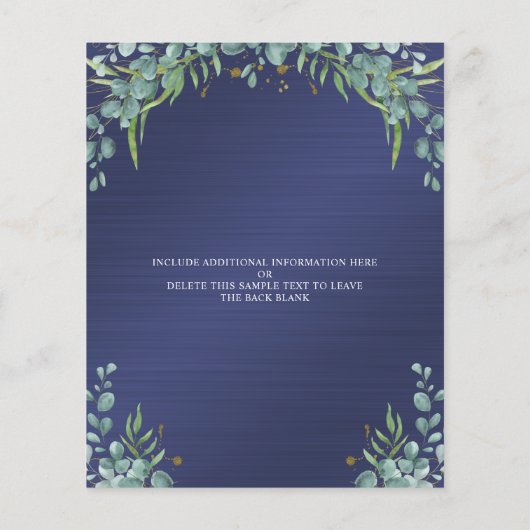 Budget Afstuderen Navy Blue Botanical Invitation (Achterkant)