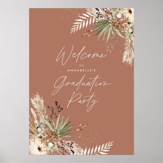 Budget afstuderen pampas terracotta modern elegant poster (Voorkant)