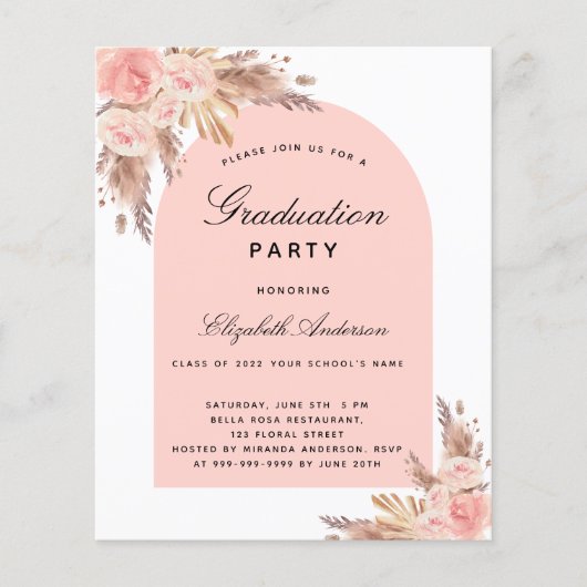 Budget Afstuderen partij pampas blush roos (Voorkant)